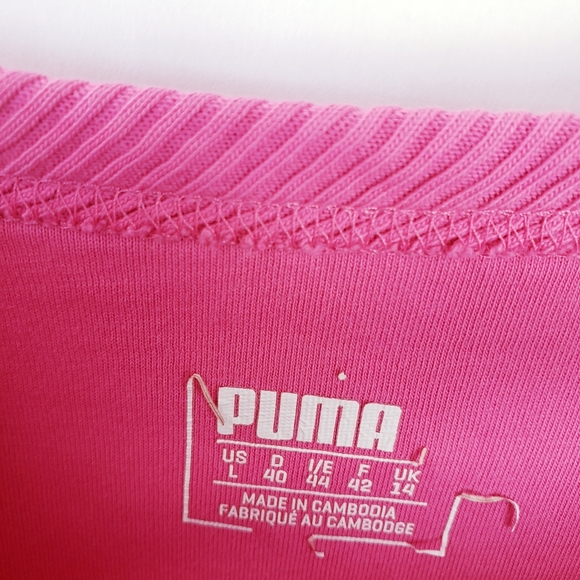 Puma Womens Hot Pink Sweatshirt Pullover Size Large big Spellout - Picture 2 of 5